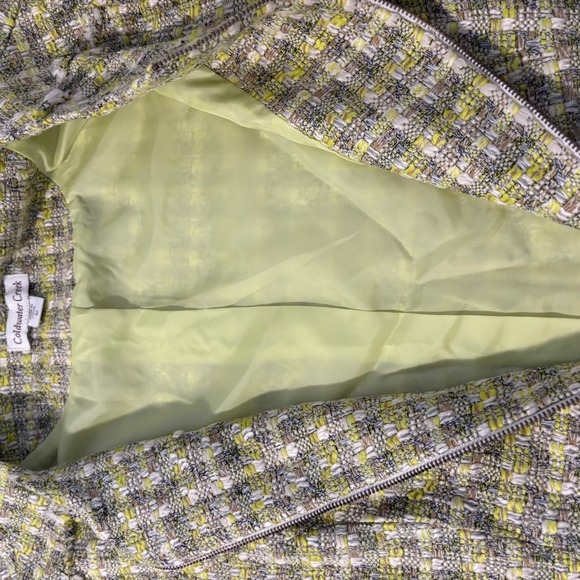 Coldwater Creek Women's Tweed Jacket‎ Size 12 Zipper Front Green Career Casual - Picture 9 of 11